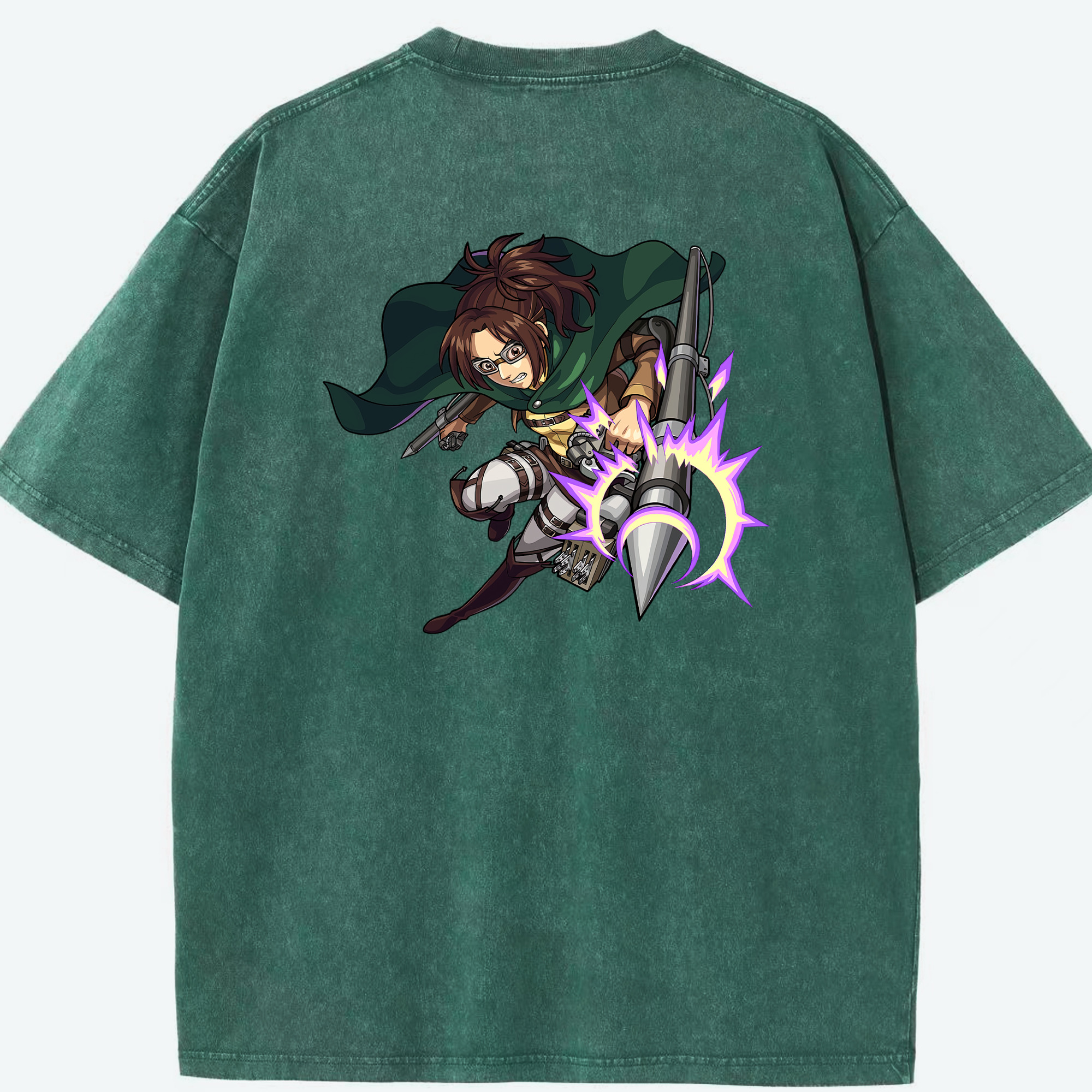 （画像用） 進撃の巨人 ハンジ·ゾエ Attack on Titan Hanji Zoe 綿100% ヴィンテージ風 半袖Tシャツ（背面プリント）